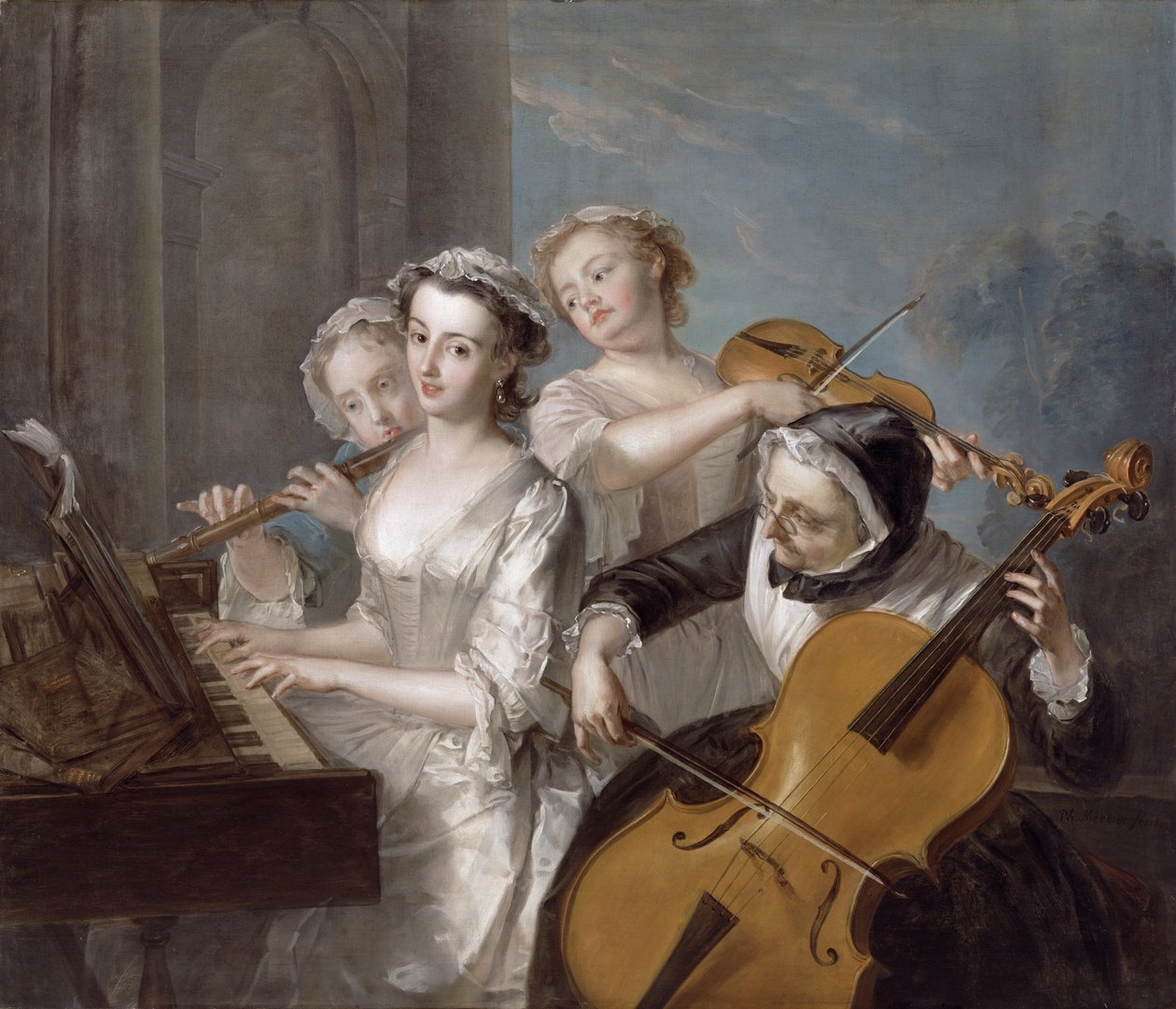 The Sense of Hearing, c.1744-7 (olja på duk) av Philippe Mercier