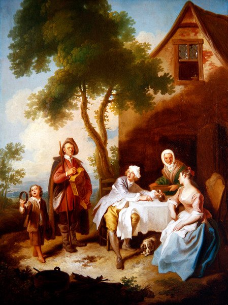The Visit of the Minstrel (olja på duk) av Philippe Mercier