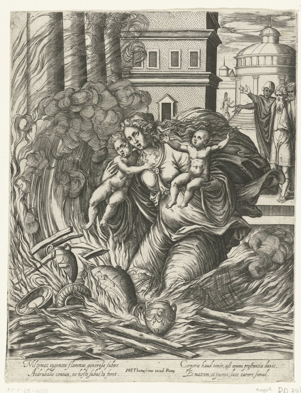 Asdrubals fru kastar sig in i det brinnande templet av Philippe Thomassin (possibly)