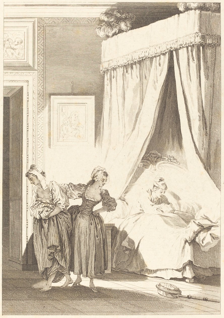 Vadet för de tre skvallren: tjänaren av Philippe Triere and Antoine Jean Duclos after Jean Honoré Fragonard