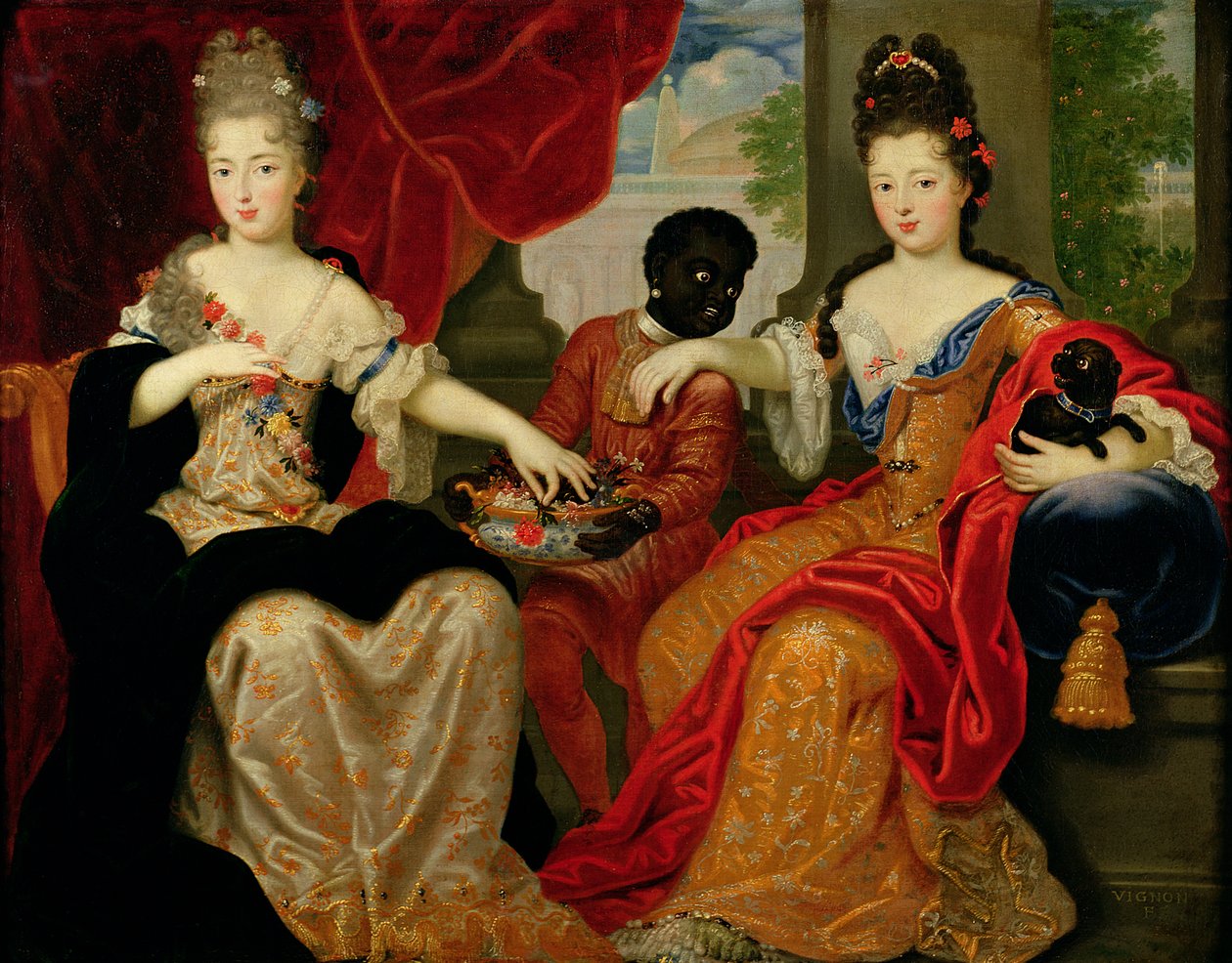 Porträtt av Francoise-Marie de Bourbon (1677-1749) och Louise-Francoise de Bourbon (1673-1743) av Philippe Vignon
