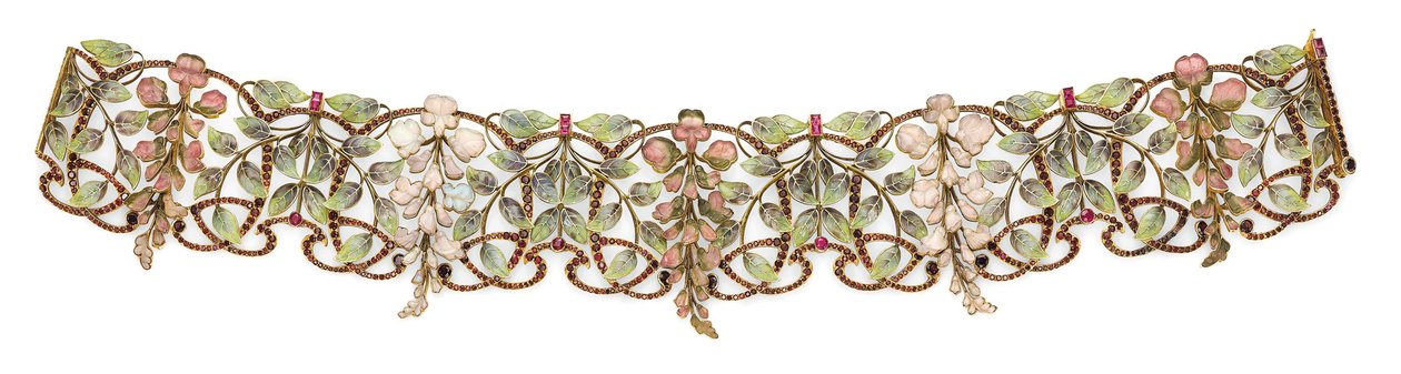Art Nouveau multi-pärla och emalj 