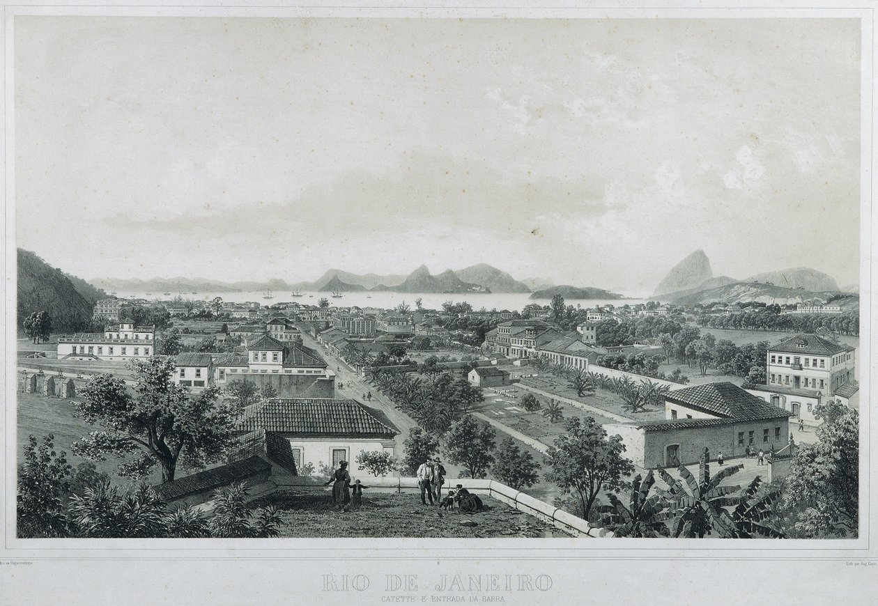 Nio panoramautsikt över Rio de Janeiro: Catette och ingången till Barra av Philippe and Ciceri Eugene Benoist