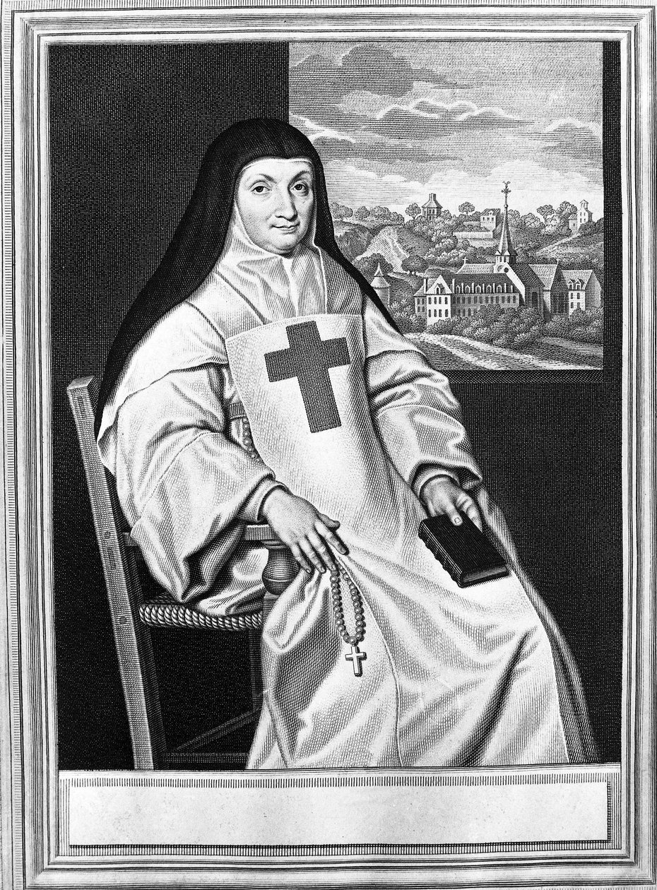 Jacqueline Marie Angélique Arnauld, mamma Angélique (1591-1661), fransk nunna, abbedissa av Port Royal des Champs (Port-Royal-des-Champs). av Philippe de (after) Champaigne
