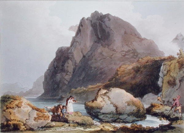 Llyn Ogween, från "The Romantic Picturesque Scenery of England and Wales", publicerad 1805 (färggravyr) av Philippe de (after) Loutherbourg