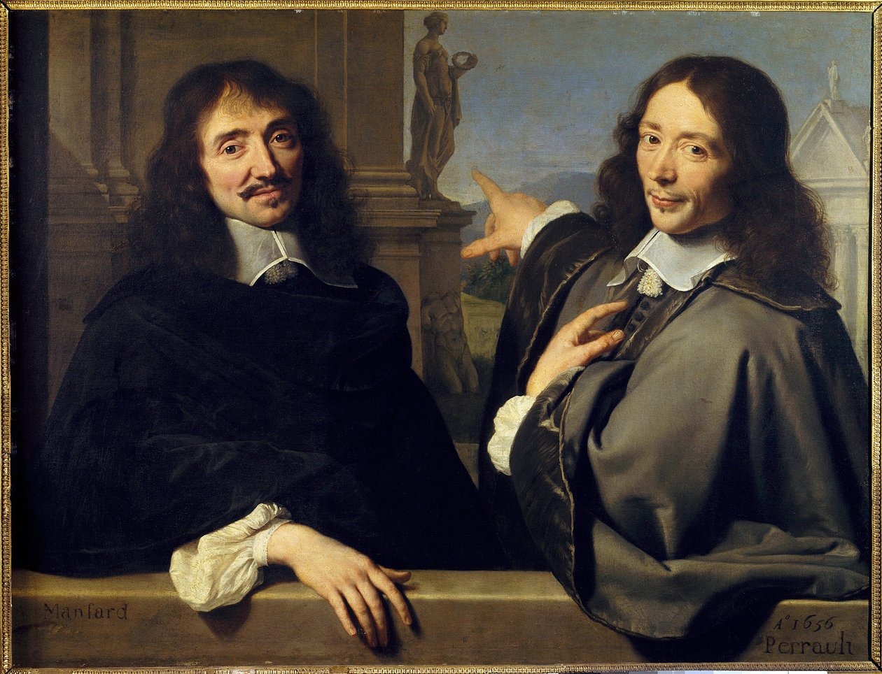 Porträtt av två män: Francois Mansart (1598-1666) och Claude Perrault (1613-1688) av Philippe de (attr. to) Champaigne