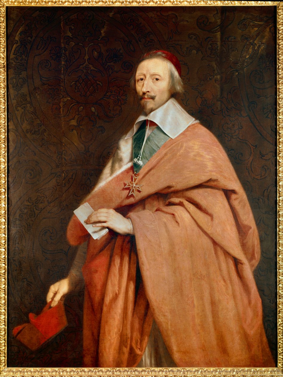Armand Jean du Plessis, kardinal de Richelieu (1585-1642): porträtt av Philippe de Champaignes verkstad (1602-1674) av Philippe de (studio of) Champaigne