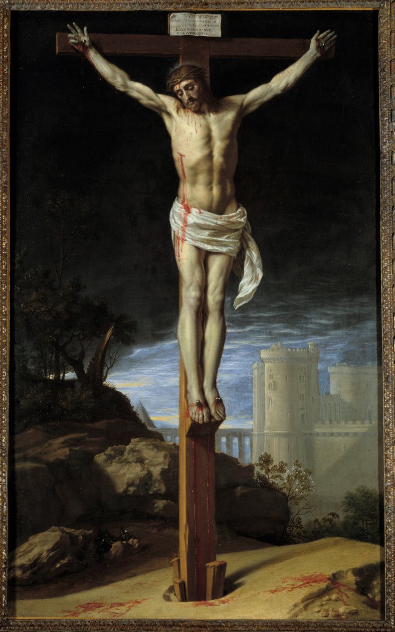 Kristus på korset Målning av Philip av Champaigne (1602-1674) (ec.flam.) 1600-talets Kansas City. Nelson Gallery av Philippe de Champaigne