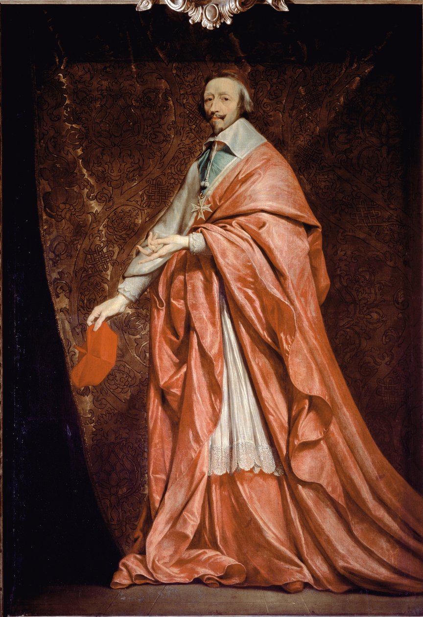 Fullängdsporträtt av Armand Jean du Plessis, kardinal de Richelieu, Ludvig XIII:s minister - olja på duk av Philippe de Champaigne