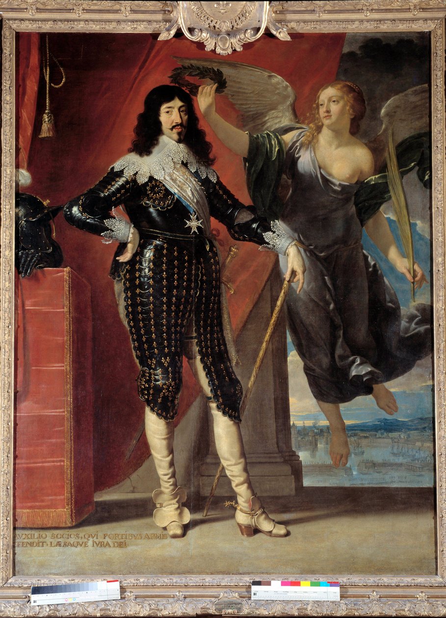 Porträtt till fots av Ludvig XIII (1601-1643) kronor av Victory. Målning av Philippe de Champaigne (1602-1674) av Philippe de Champaigne