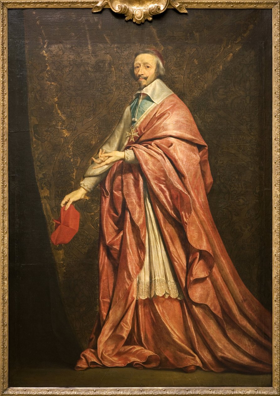 Porträtt av Armand Jean du Plessis Cardinal de Richelieu (olja på duk) av Philippe de Champaigne