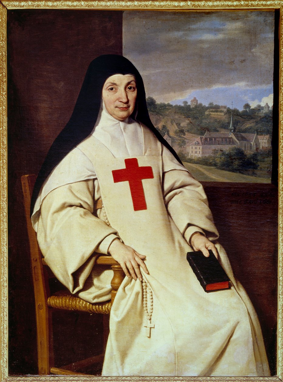 Porträtt av Moder Angelique Arnauld Jacqueline Marie Arnauld dit Angelique Arnauld (1591-1661), abbedissa av Port Royal des champs (Port-Royal-des-Champs), figur av fransk jansenism”” Målning av Philippe de Champaigne (1602-1674) av Philippe de Champaigne