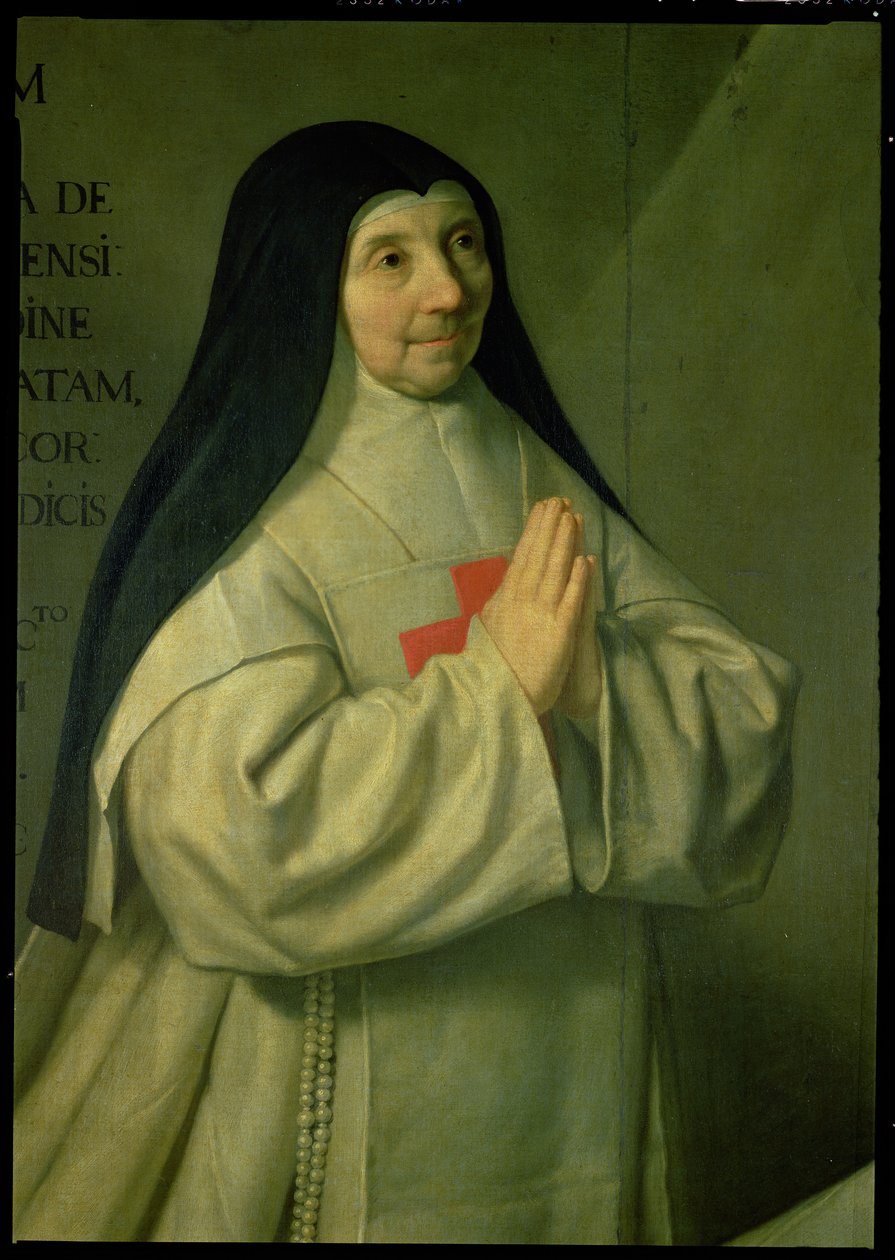Porträtt av mor Catherine-Agnes Arnauld 1593-1671 1662 detalj av 89736 av Philippe de Champaigne