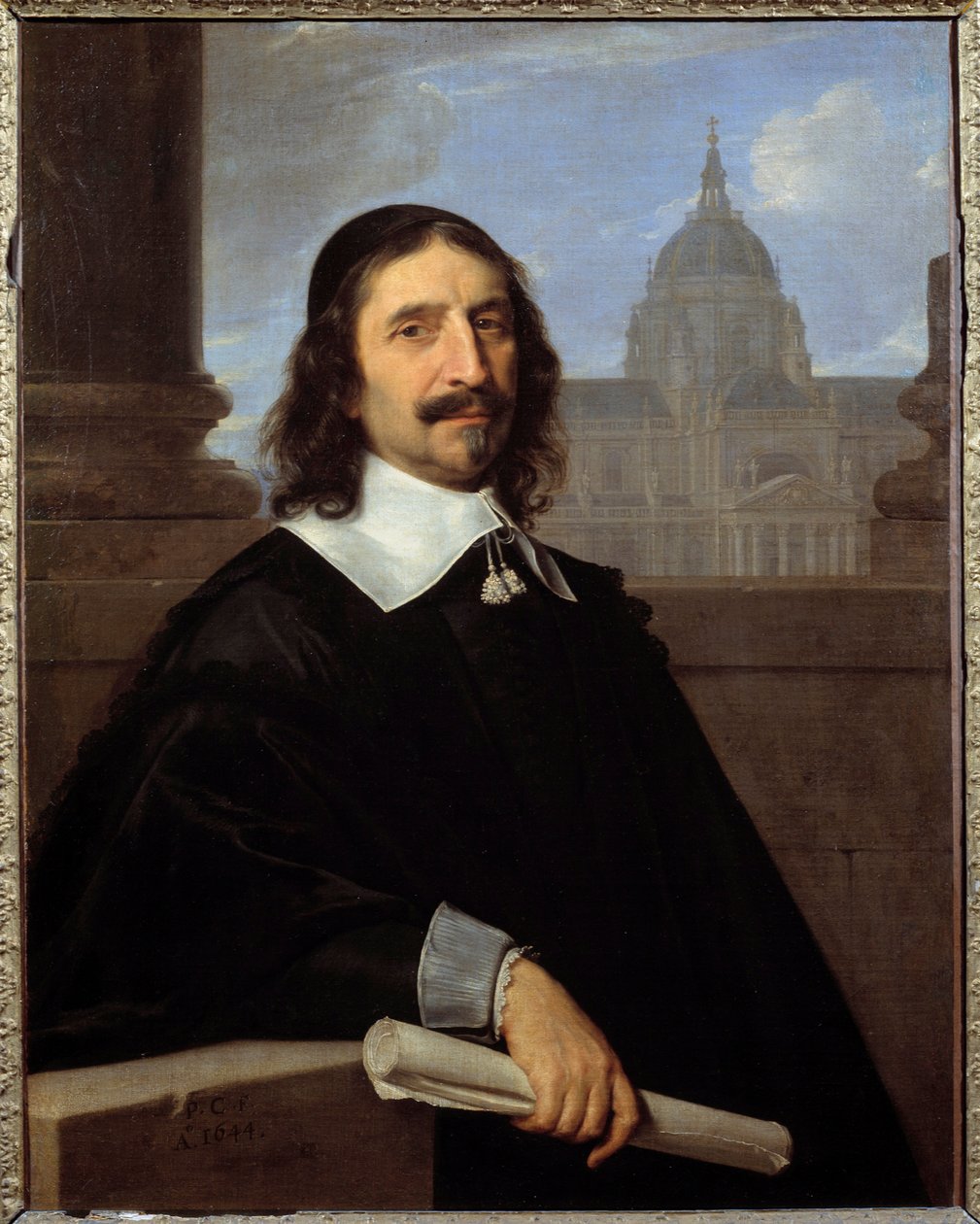 Porträtt av arkitekten Jacques Lemercier (1585-1654) framför kapellet i Sorbonne Målning av Philippe de Champaigne (1602-1674) (ec.flam.) 1600-talet sön. 0,97x0,75m - - Porträtt av arkitekten Jacques Lemercier (1585-1654), framför t av Philippe de Champaigne