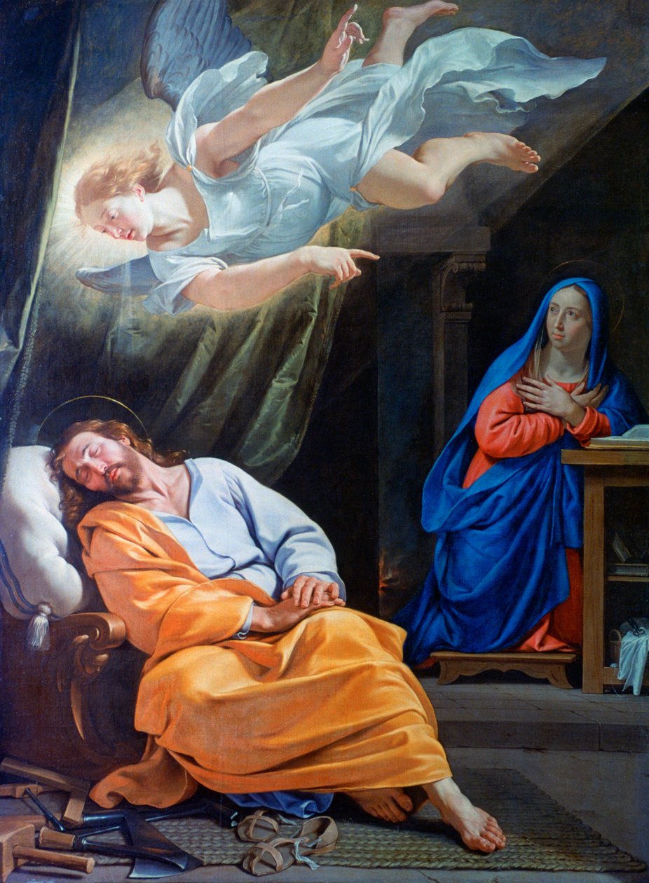 Drömmen om Saint Joseph, c1636 av Philippe de Champaigne