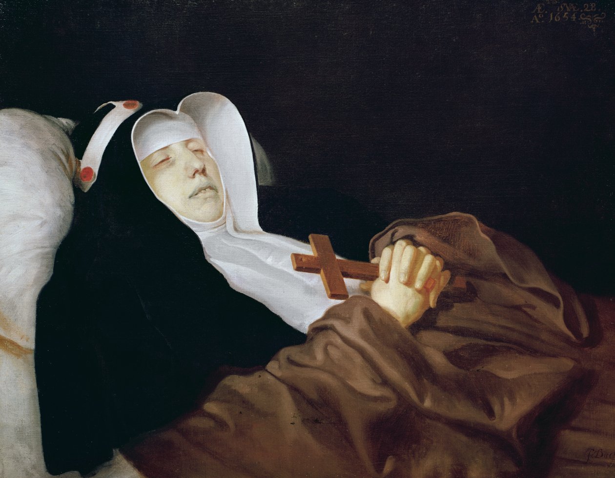 Den heliga Birgittas religiösa orden på hennes dödsbädd, 1634 av Philippe de Champaigne
