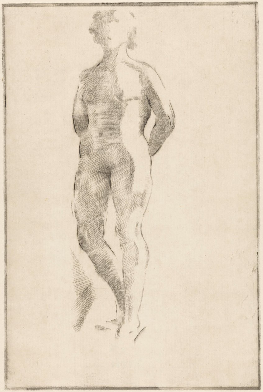 Stående naken kvinna med händerna bakom ryggen av Philippus de Groot (signed by artist)