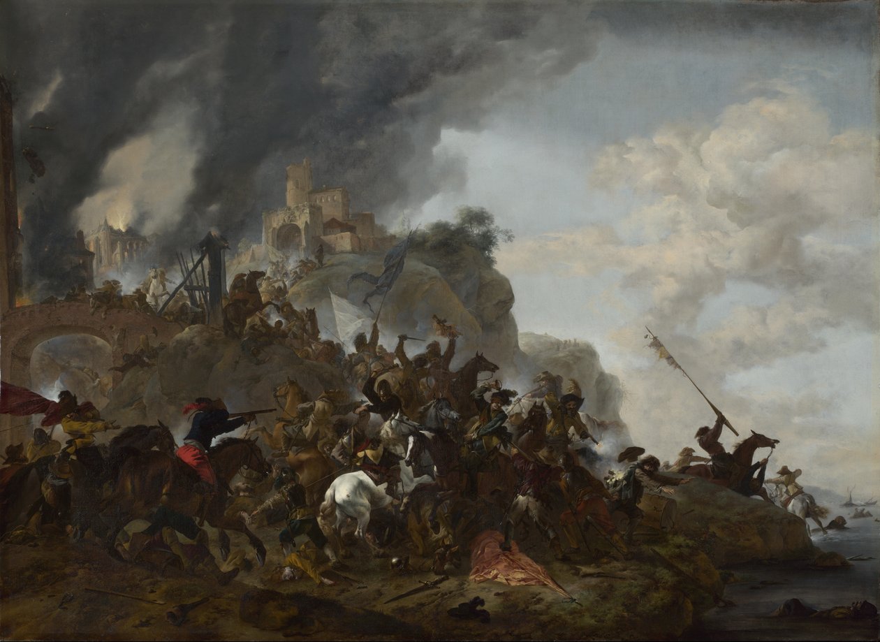 Cavalry making a Sortie from a Fort on a Hill av Philips Wouwerman