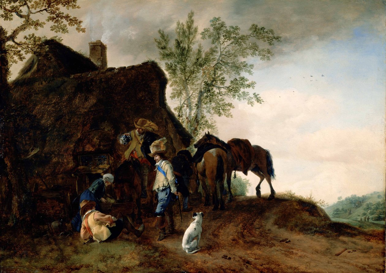 Halt of Cavaliers at an Inn av Philips Wouwerman