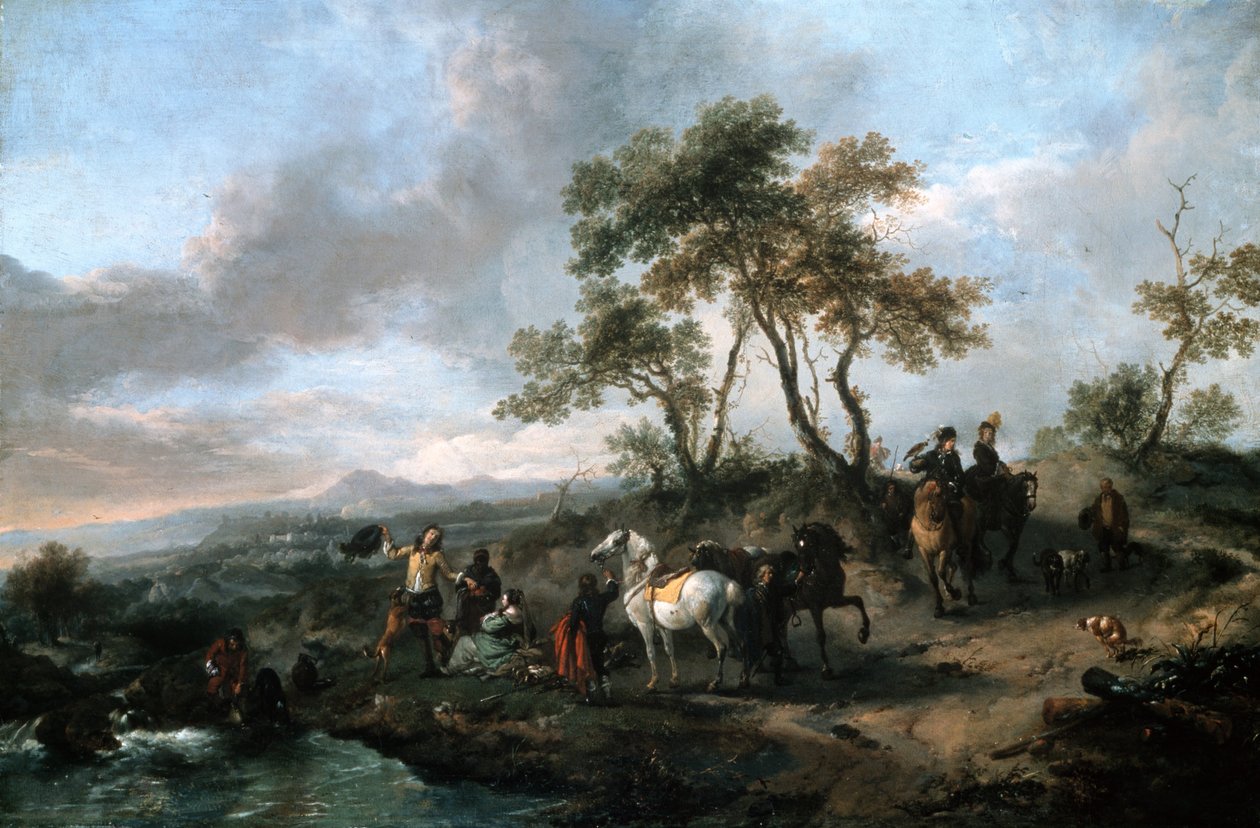 Halt of a Hunting Party av Philips Wouwerman
