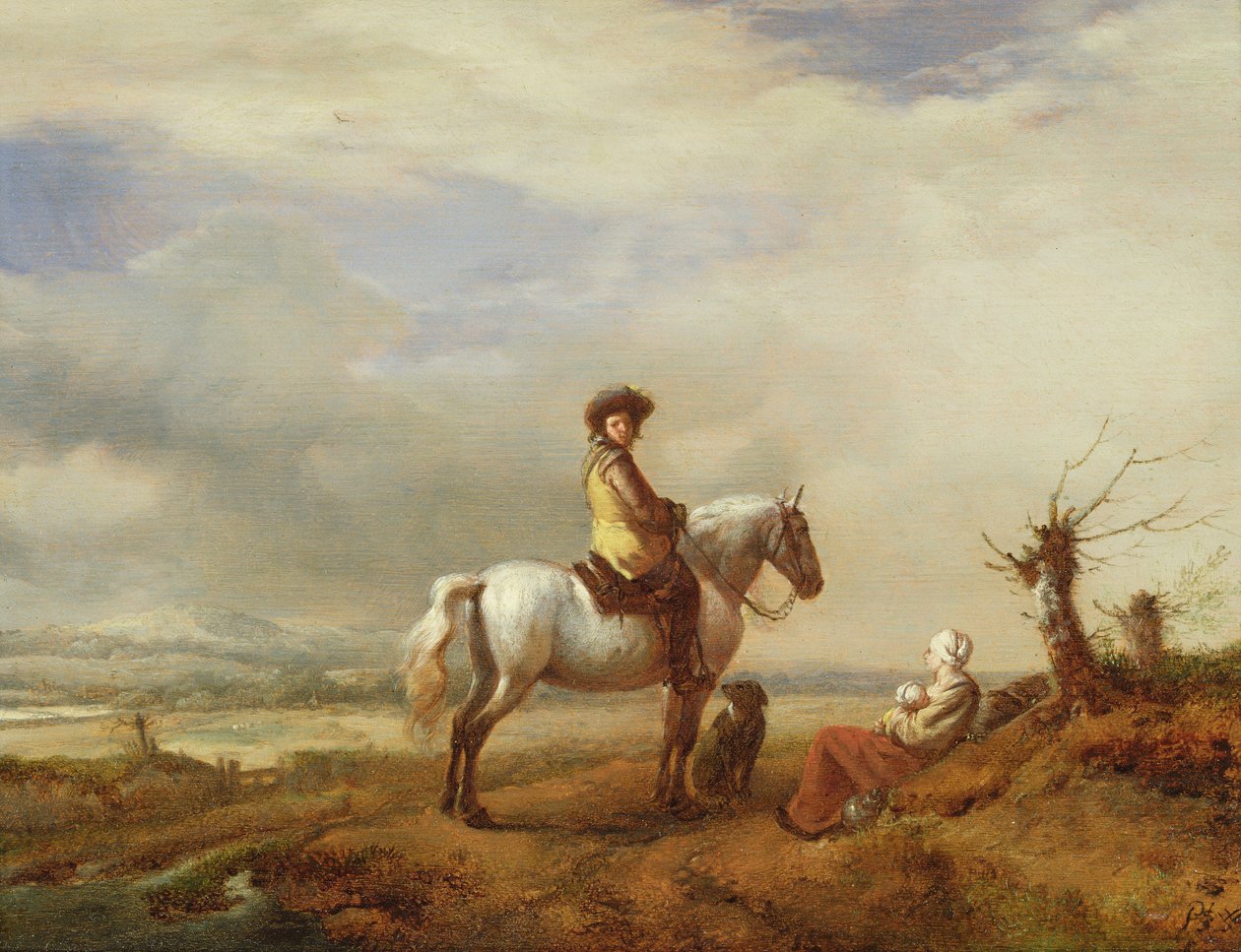 Man på en häst med en kvinna och ett barn av Philips Wouwerman