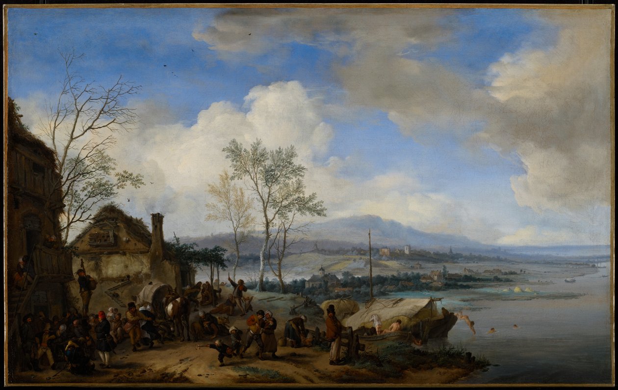 Glada och bråkiga bönder på ett värdshus, 1653 av Philips Wouwerman