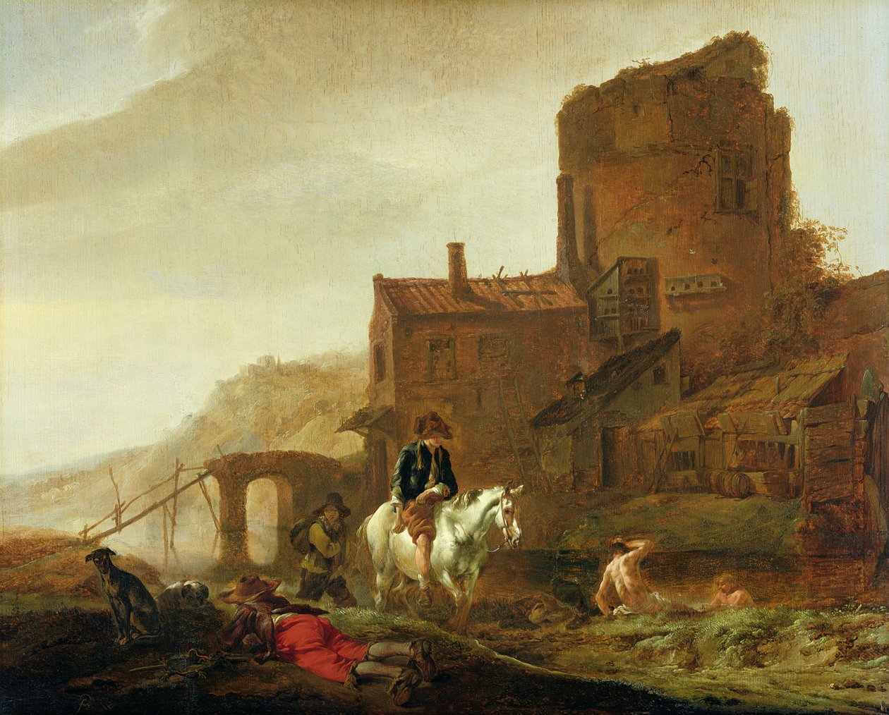Ryttare och badare av Philips Wouwerman
