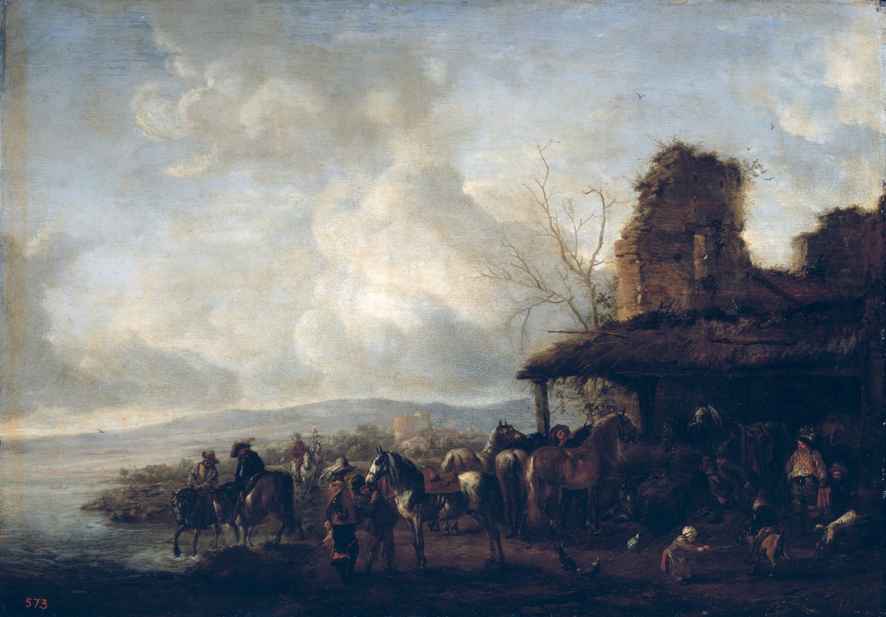 The Stable of a Dilapidated House, c.1640  av Philips Wouwerman