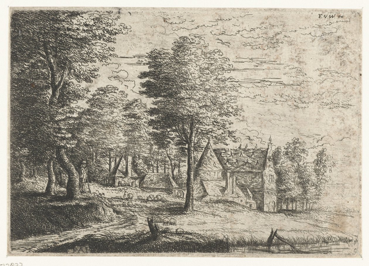 Landskap med en herde och hans flock Tre landskap (serietitel) av Philips Augustijn Immenraet