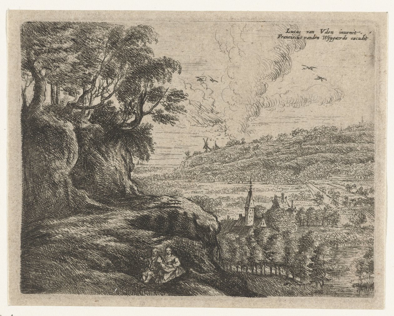 Landskap med en man, kvinna och barn Åtta landskap efter Lucas van Uden (serietitel) av Philips Augustijn Immenraet