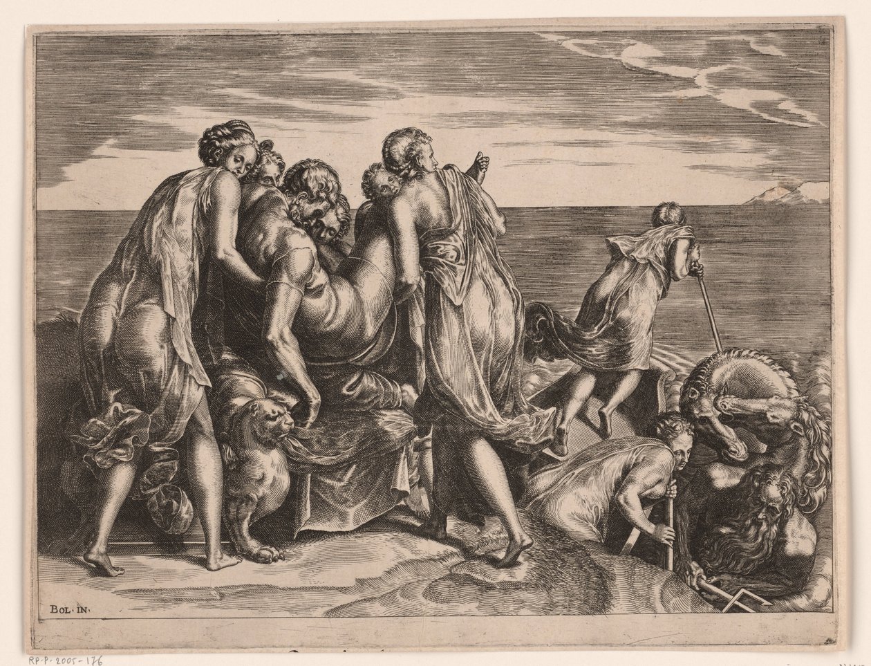 Phaeacians bär den sovande Odysseus till Ithaca av Philips Galle (attributed to)