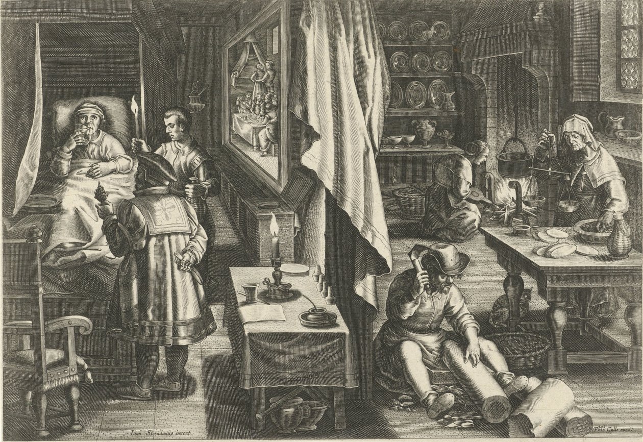 Syfilismedicin Nya uppfinningar och upptäckter (serietitel) Nova Reperta (serietitel) av Philips Galle (attributed to workshop of)