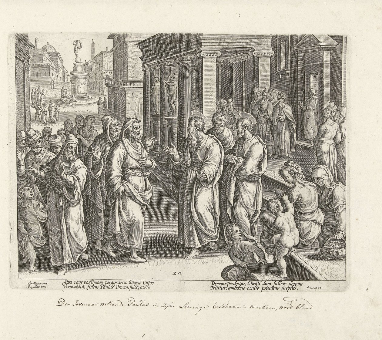 Paul bråkar med trollkarlen Elymas Apostlarnas handlingar (serietitel) Acta Apostolorum (serietitel) av Philips Galle (possibly)
