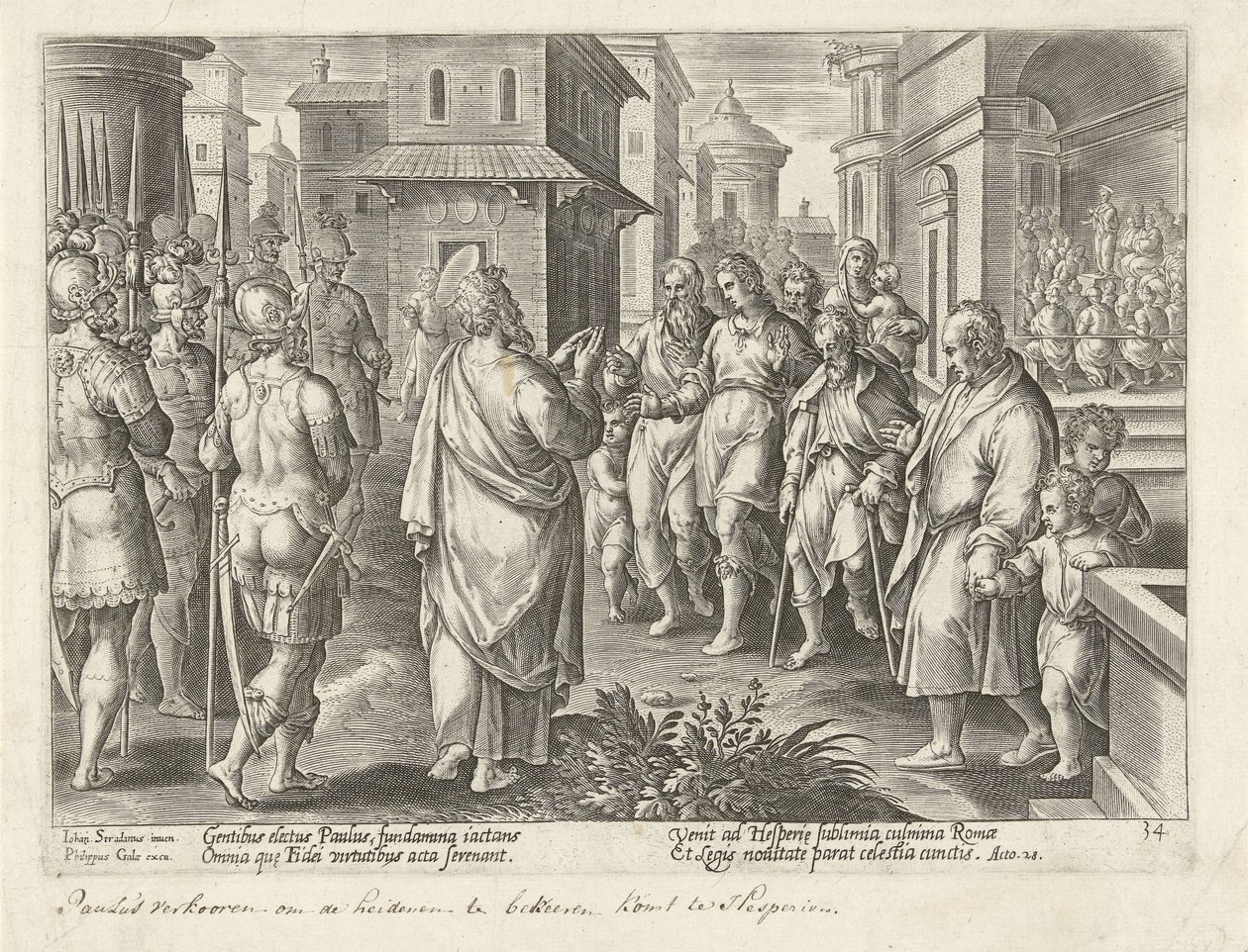 Paulus förkunnar Kristi lära i Rom Apostlarnas handlingar (serietitel) Acta Apostolorum (serietitel) av Philips Galle (possibly)