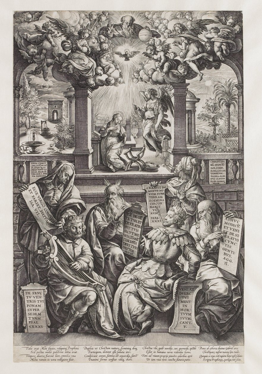 Sex profeter och bebådelsen till Maria av Philips Galle (workshop of)
