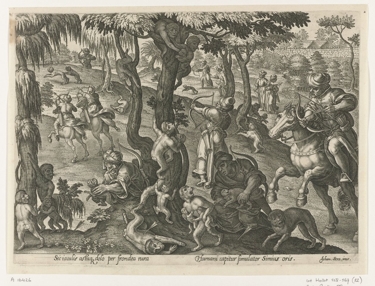 Apenjacht Jachttaferelen (serietitel) Där alla typer av jakt, fågelfågel och fiske (serietitel) av Philips Galle