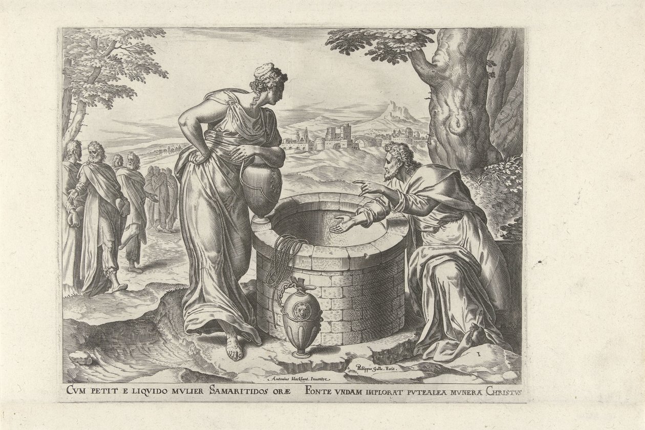 Kristus och den samaritanska kvinnan vid brunnen Sex scener med Kristus och kvinnor från evangelierna (serietitel) av Philips Galle