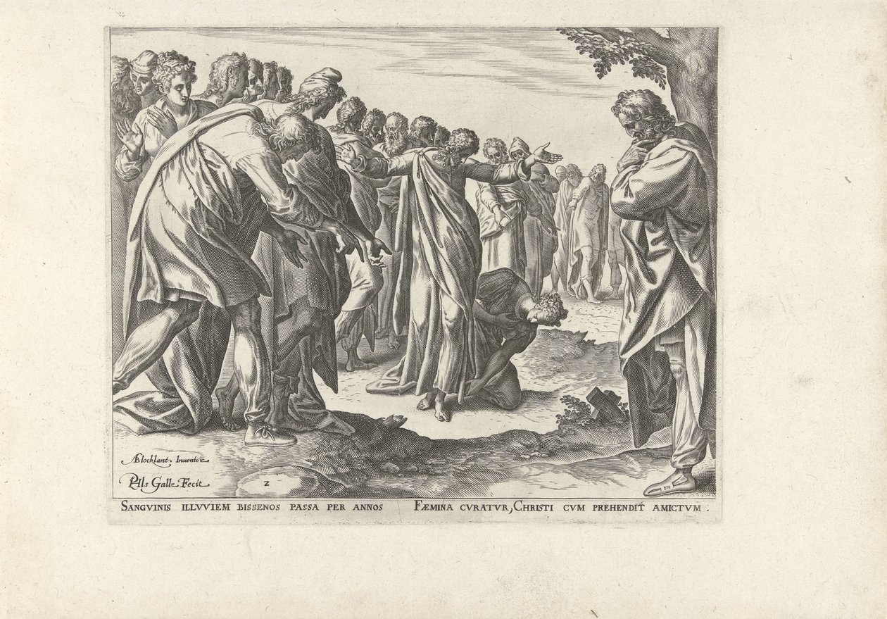 Kristus botar en kvinna med blodförlust Sex scener med Kristus och kvinnor från evangelierna (serietitel) av Philips Galle