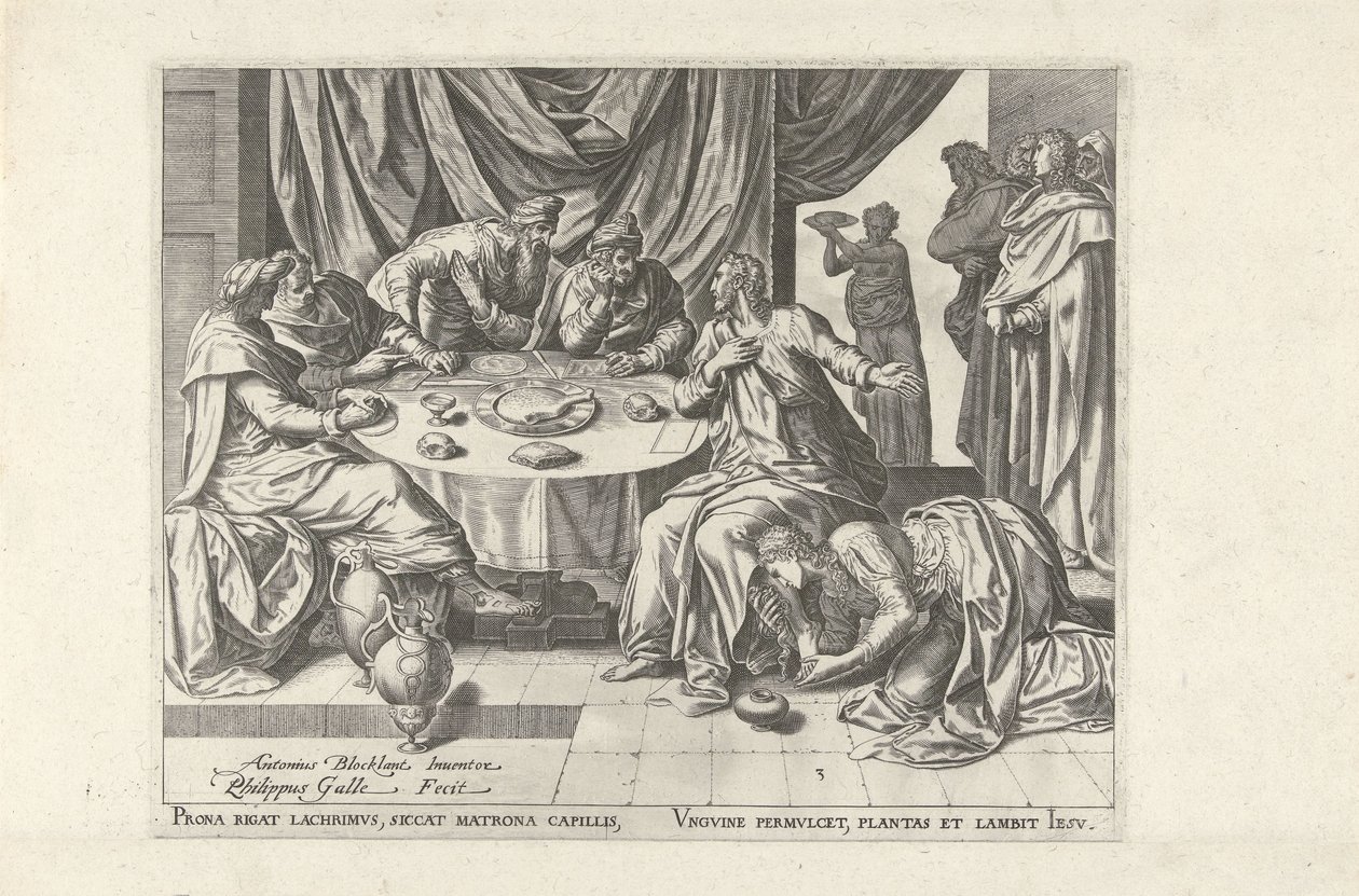 Kristus smord av Maria Magdalena Sex scener med Kristus och kvinnor från evangelierna (serietitel) av Philips Galle