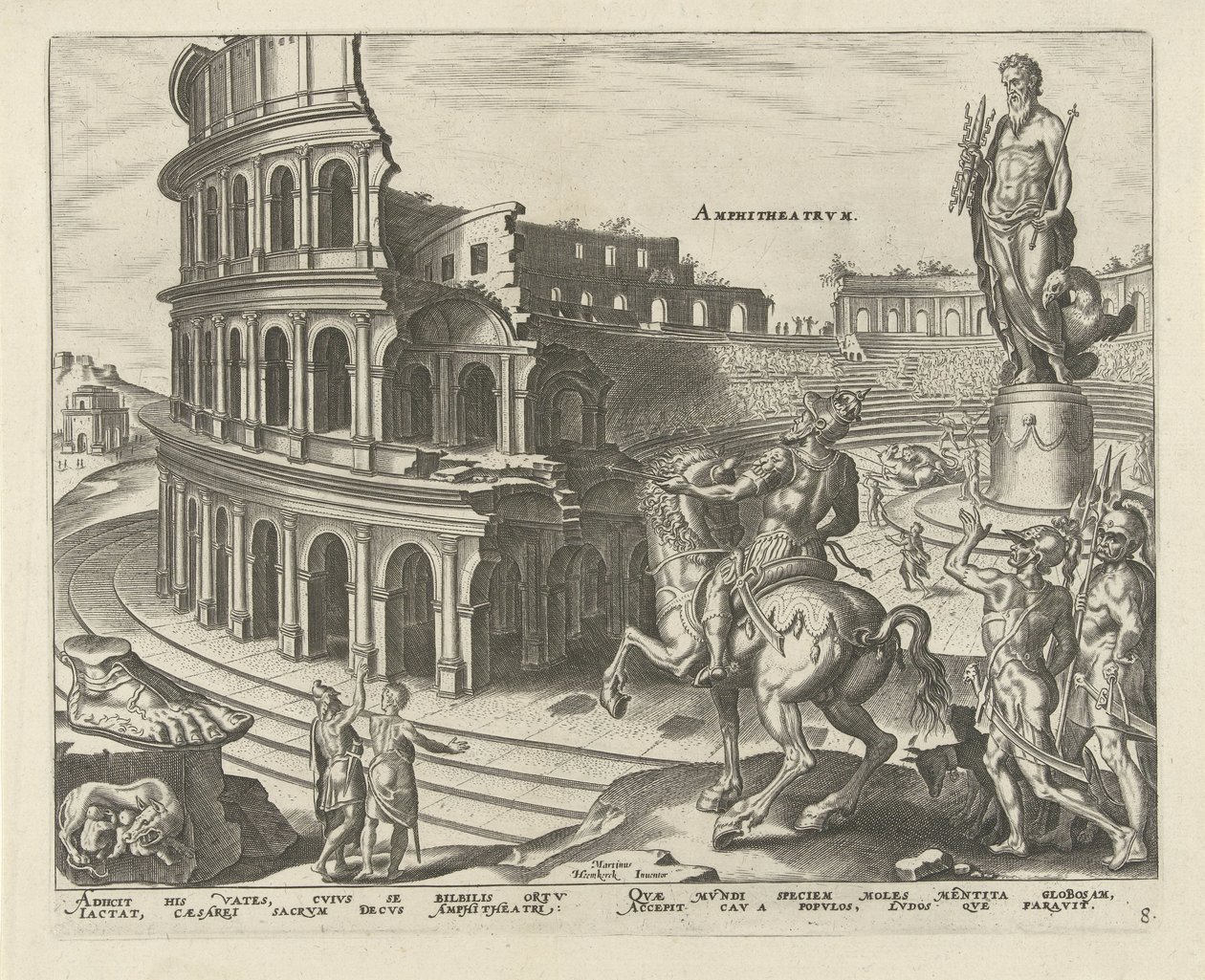 Colosseum i Rom Amfiteater (titel på objekt) Världens åtta underverk. (serietitel) av Philips Galle