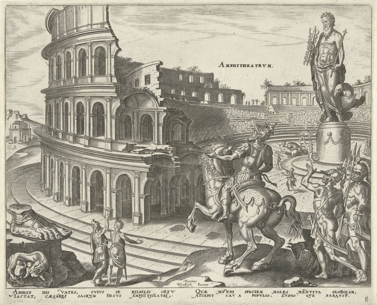 Colosseum i Rom Amfiteater (titel på objekt) Världens åtta underverk. (serietitel) av Philips Galle