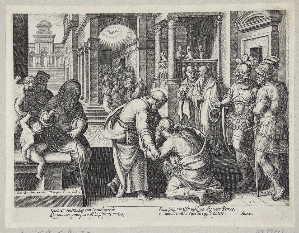 Cornelius knäböjer inför St Peter av Philips Galle
