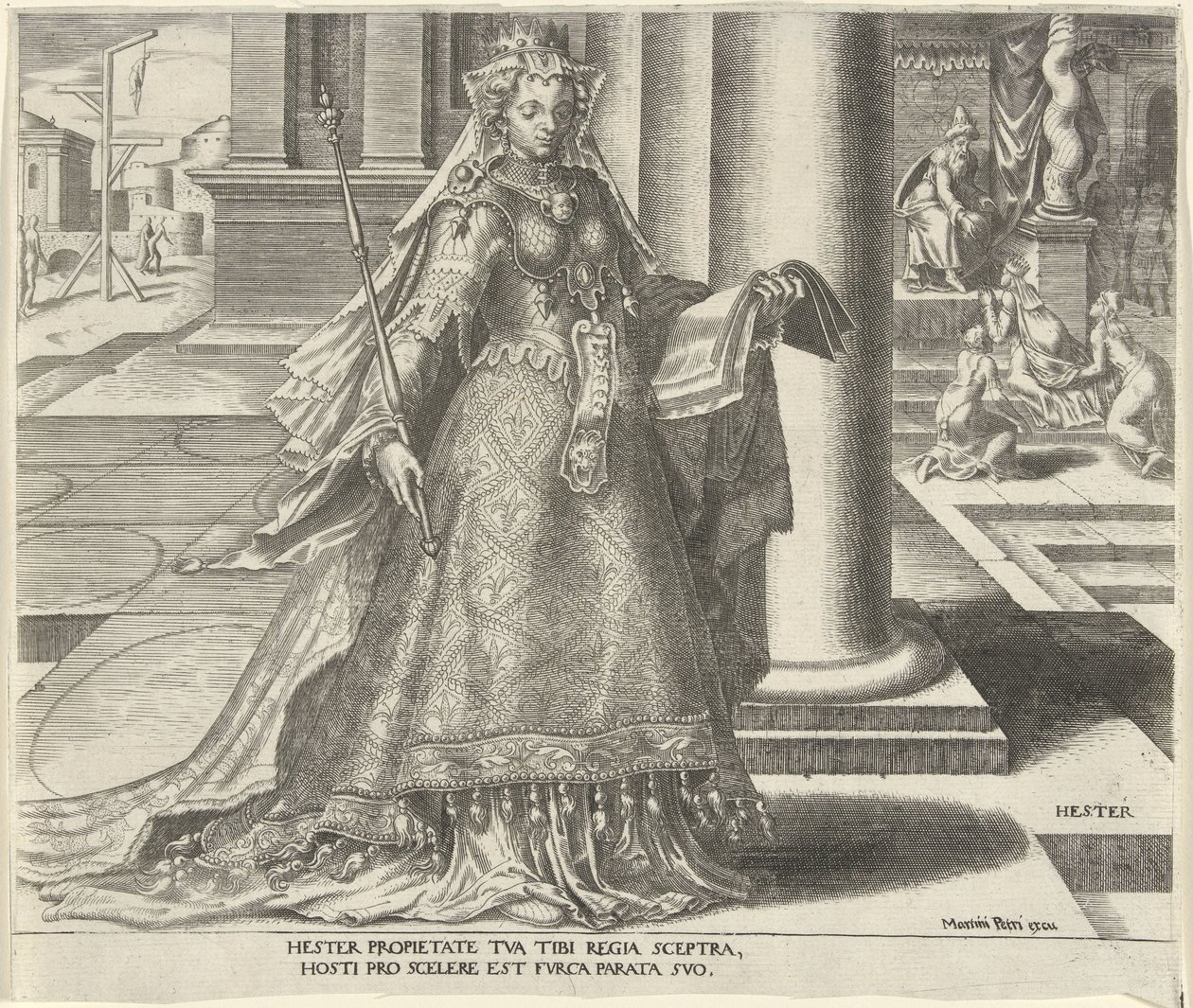 Esther Hester (titel på objekt) Åtta kända kvinnor från Gamla och Nya testamentet (serietitel) av Philips Galle