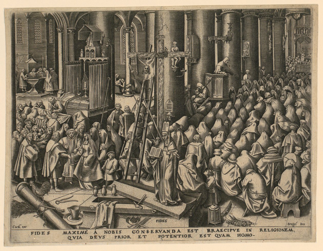 Tro (Fides), blad 1 ur serien „De sju dygderna“ av Philips Galle