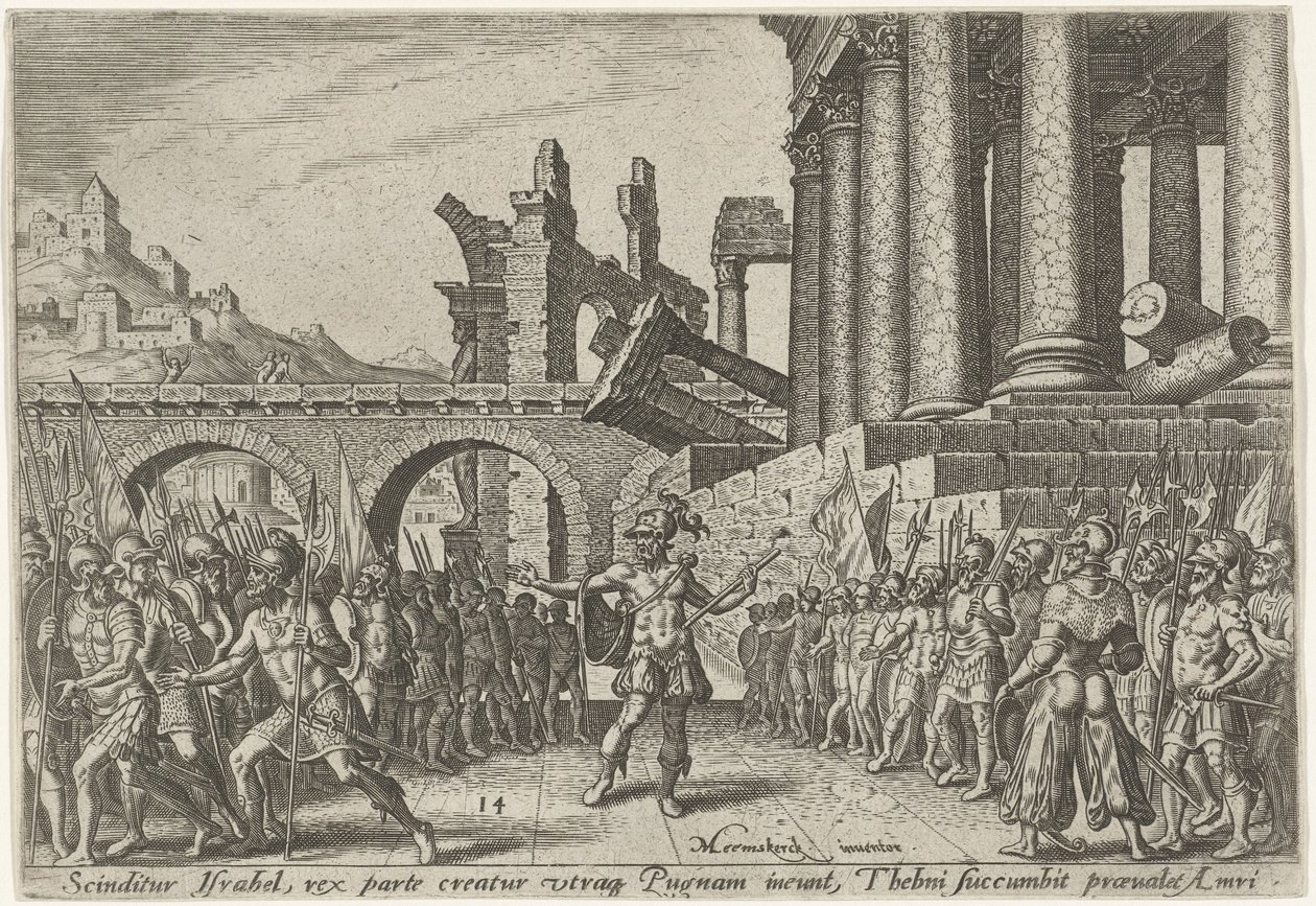 Israels folk delade sig mellan Tibni och Omri The Days of Doom of the Jewish People (serietitel) av Philips Galle