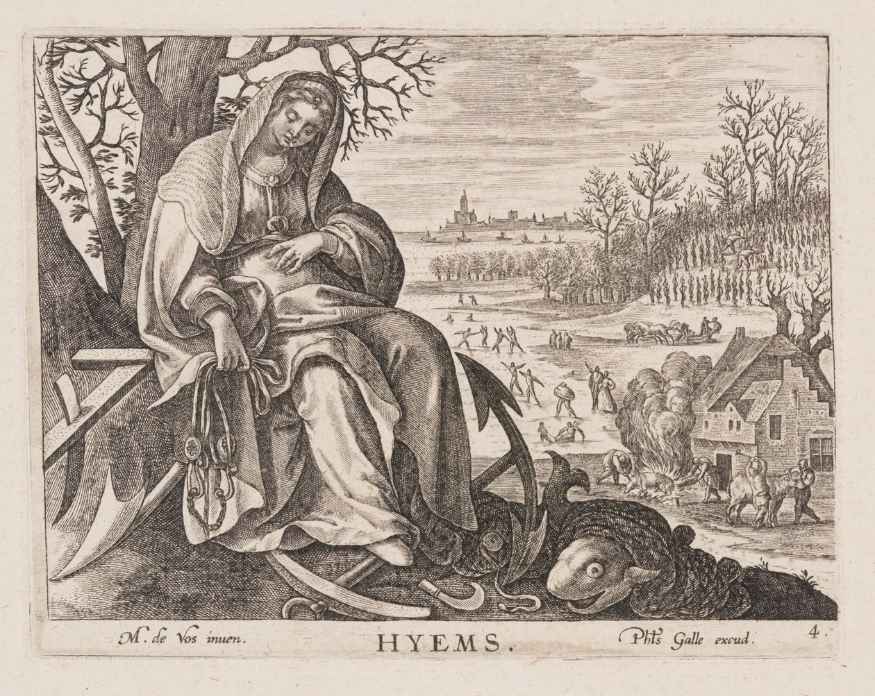 Hyems, från Fyra årstider av Philips Galle