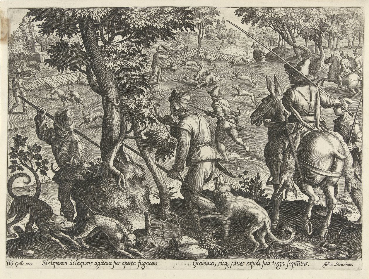 Jacht op hazen Jachttaferelen (serietitel) Där alla typer av jakt, fågelfågel och fiske (serietitel) av Philips Galle