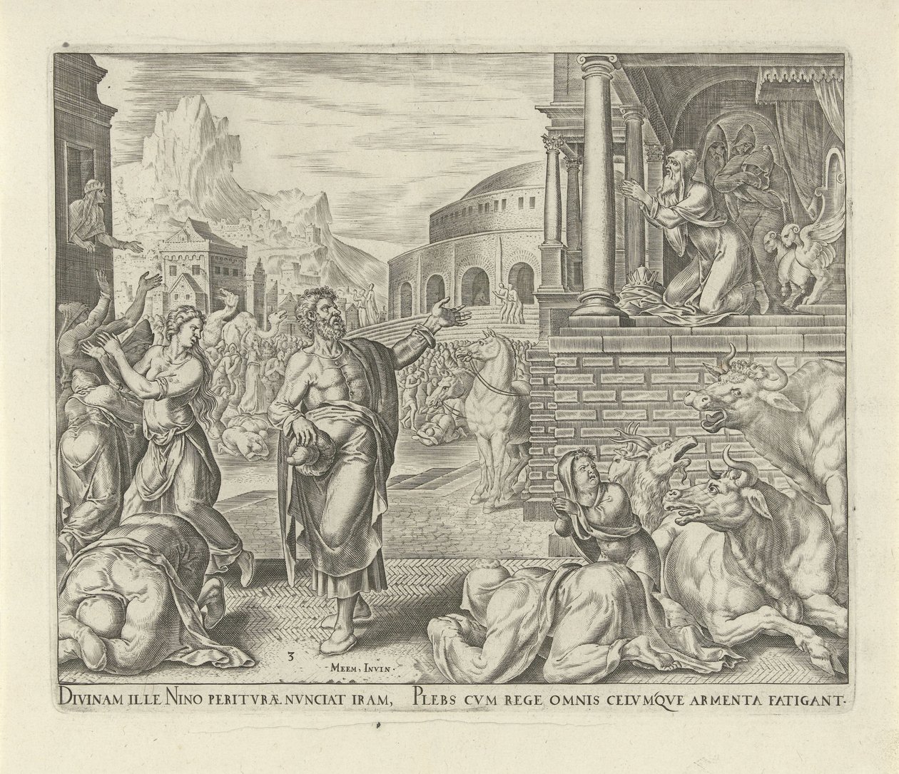 Jona förutspår Nineves undergång History of Jonah (serietitel) av Philips Galle