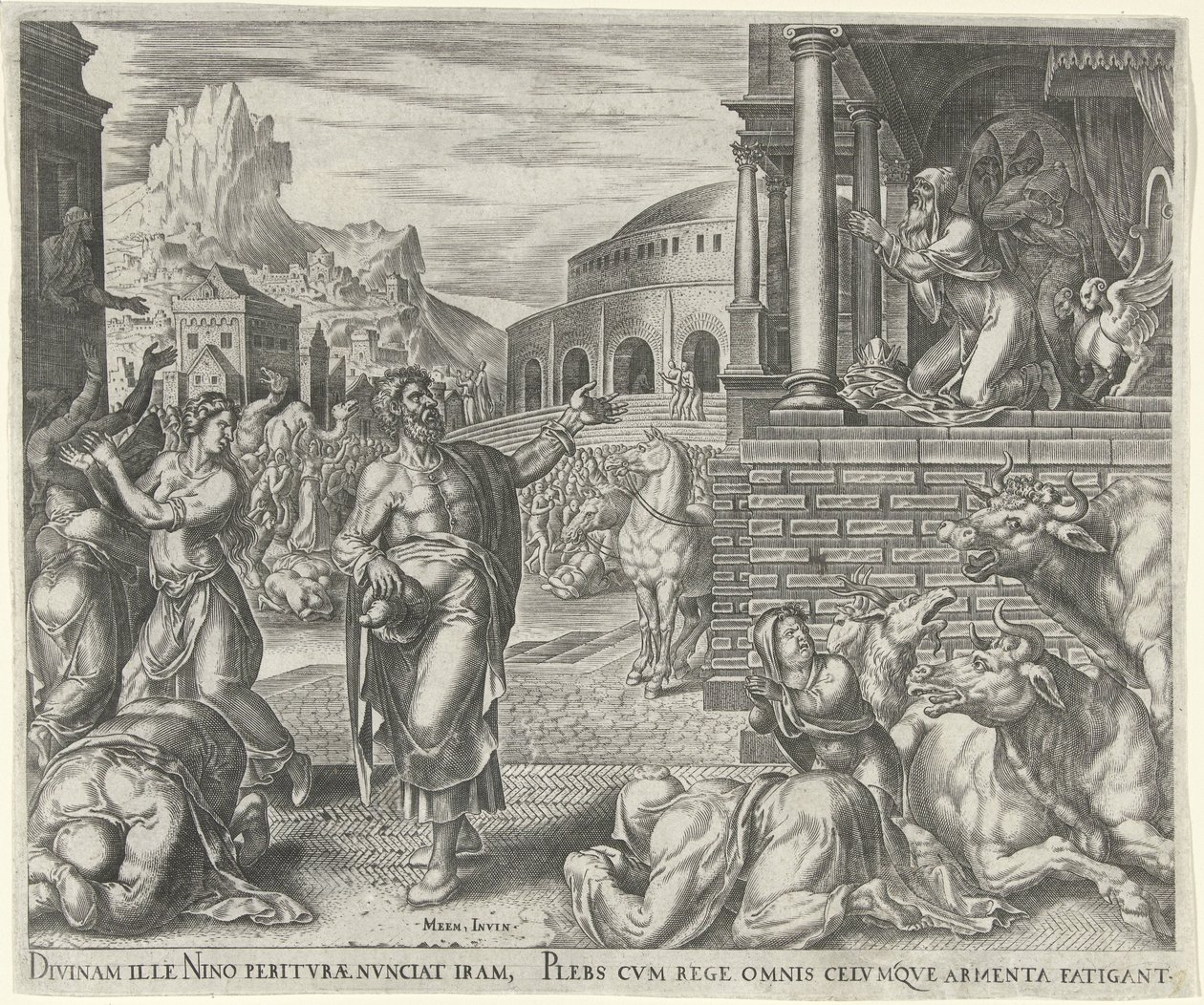 Jona förutspår Nineves undergång History of Jonah (serietitel) av Philips Galle