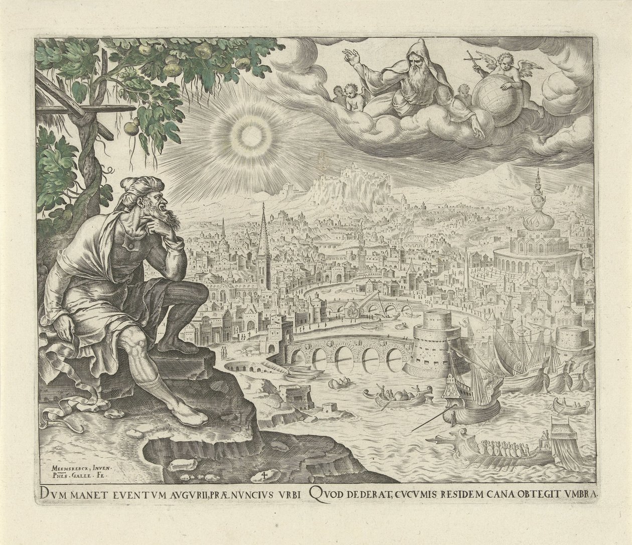 Jonas sitter under kalebassen History of Jonah (serietitel) av Philips Galle